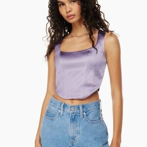Aritzia Sunday Best Purple Satin Women's Top